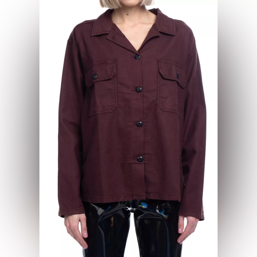 THE GREAT. Army Shirt Jacket Linen Blend
